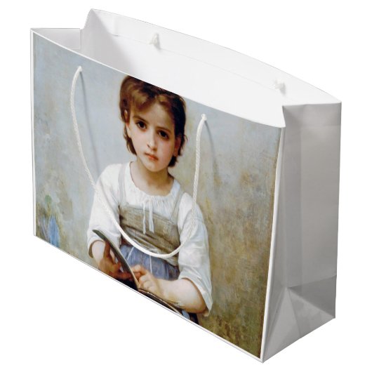 Girl, Bouguereau Große Geschenktüte (Rückseite Schrägansicht)