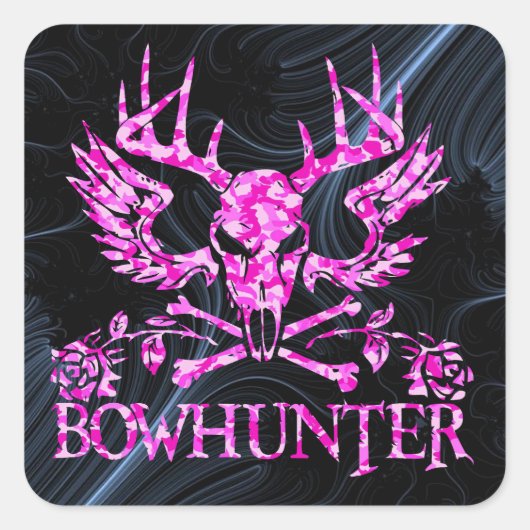 GIRL BOWHUNTER QUADRATISCHER AUFKLEBER (Vorderseite)