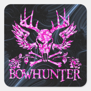 GIRL BOWHUNTER QUADRATISCHER AUFKLEBER
