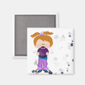 Girl Bowler Magnet (Vorderseite/Rückseite)