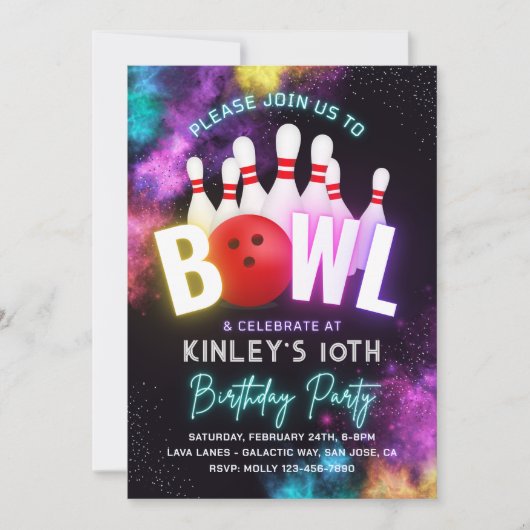 Girl Bowling Party Einladung | Bowling - Einladung (Vorderseite)