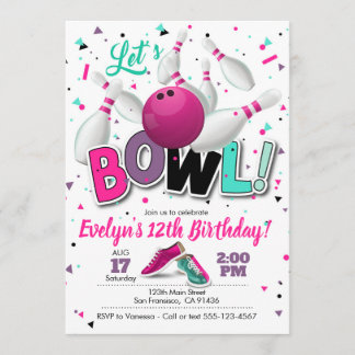 Girl Bowling Party Einladung für Bowling Party