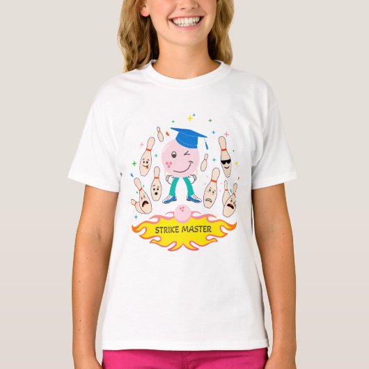 Girl Bowling streik Grafik T - Shirt - White (Vorderseite)