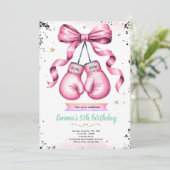 Girl boxing theme party invitation einladung (Stehend Vorderseite)