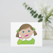 Girl Brushing Teeth Postkarte (Stehend Vorderseite)