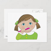 Girl Brushing Teeth Postkarte (Vorne/Hinten)