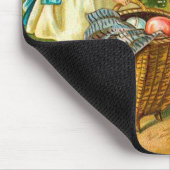 Girl & Bunnies Vintage Osterlandschaft Mousepad (Ecke)