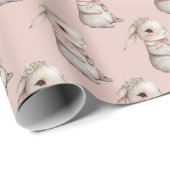 Girl Bunny auf PInk Geschenkpapier (Rolleneckpunkt)