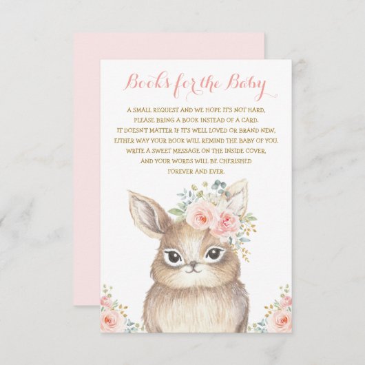 Girl Bunny Baby Dusche Blush Bloral Bringen Sie ei Begleitkarte (Vorne/Hinten)