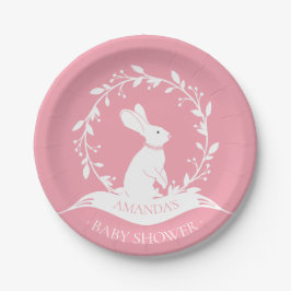Girl Bunny Baby Shower 7" Plate Pappteller