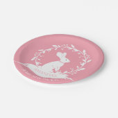Girl Bunny Baby Shower 7" Plate Pappteller (Schrägansicht)