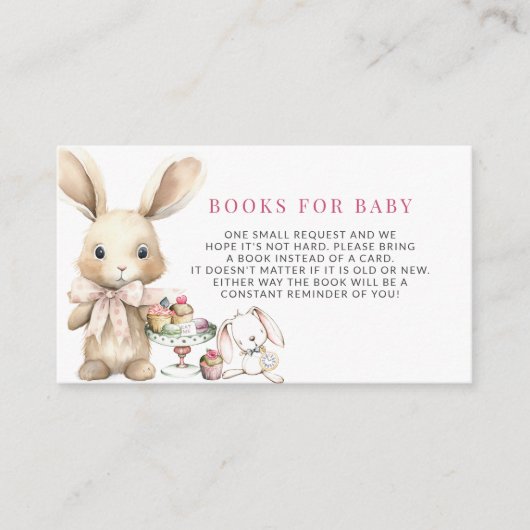 Girl Bunny Baby Shower Books für Baby Begleitkarte (Vorderseite)