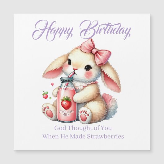Girl Bunny Christian Greeting Card Magnetkarte (Vorderseite)