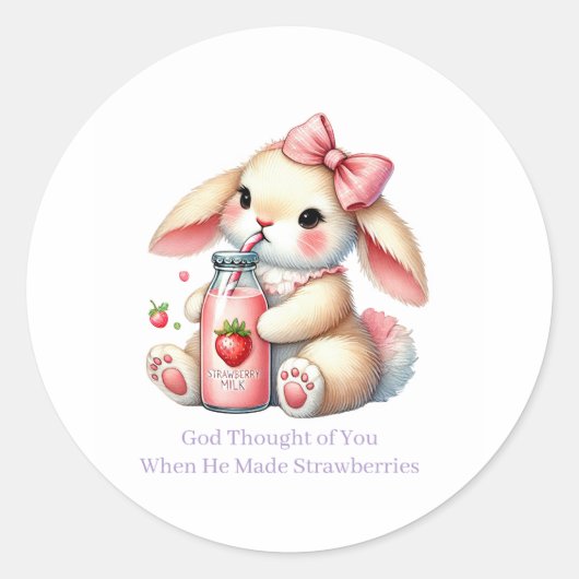Girl Bunny Christian Round Stickers (Vorderseite)