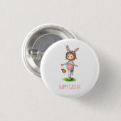 Girl Bunny Happy Oaster Button (Vorne & Hinten)