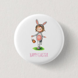 Girl Bunny Happy Oaster Button
