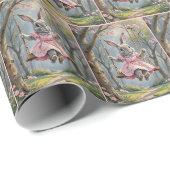 Girl Bunny on Swing Geschenkpapier (Rolleneckpunkt)