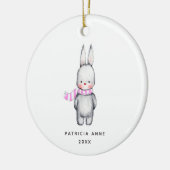 Girl Bunny Personalisiert Baby's 1. Weihnachten Keramik Ornament (Links)