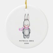 Girl Bunny Personalisiert Baby's 1. Weihnachten Keramik Ornament (Hinten)