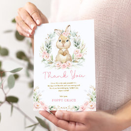 Girl Bunny Rabbit Floral Geburtstagsparty Dankeskarte