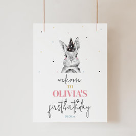Girl Bunny Rabbit Geburtstagsparty Begrüßungszeich Poster