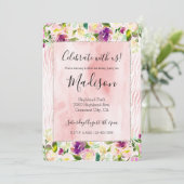 Girl Burgundy Pink Aquarell Blumentierdruckerei Einladung (Stehend Vorderseite)