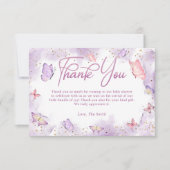 Girl Butterfly Baby Dusche Danke Karte (Vorderseite)