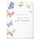 Girl Butterfly Baby Shower Welcome Sign Fotodruck (Vorne)
