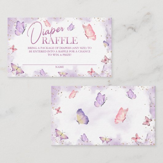 Girl Butterfly Babydusche Windelwanne Platzkarte (Vorne/Hinten)