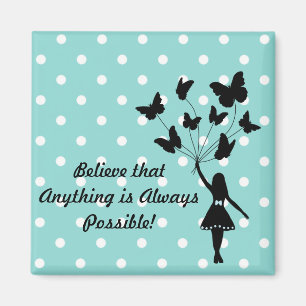 Girl Butterfly Balloons Traum Motivation Einfach Magnet