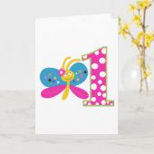 Girl Butterfly Erster Geburtstag Karte (Gelbe Blume)