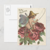 Girl Butterfly Flügel Angelrolle Rose Postkarte (Vorne/Hinten)