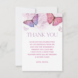 Girl Butterfly Thema 1. Geburtstag Party Vielen Da Dankeskarte