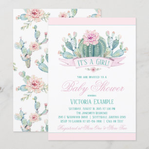 Girl Cactus Baby Shower Einladungen