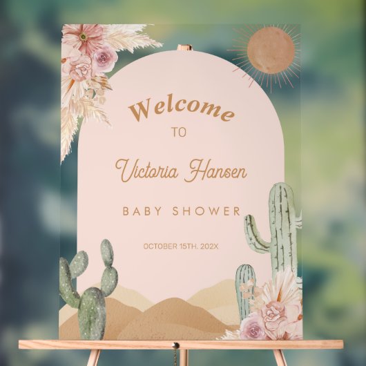 Girl Cactus Desert Baby Shower Southwestern Acrylschild (Neutral)