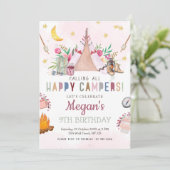 Girl Camp Party Einladung Camp zum Geburtstag (Stehend Vorderseite)