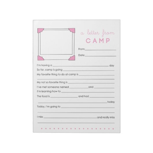Girl Camp Stationery Letter aus Camp Notizblock (Rotiert)