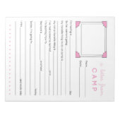 Girl Camp Stationery Letter aus Camp Notizblock (Vorderseite)