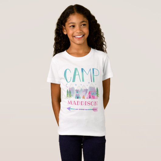 Girl Camping T - Shirt Personalisiert Camp T - Shi (Vorne ganz)