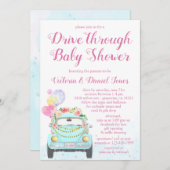 Girl Car Drive durch Babydusche Einladung (Vorne/Hinten)