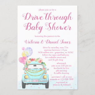 Girl Car Drive durch Babydusche Einladung