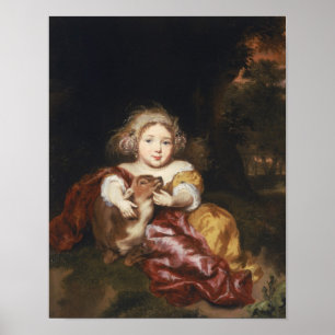 Girl Caressing a Fawn Poster