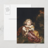 Girl Caressing a Fawn Postkarte (Vorne/Hinten)