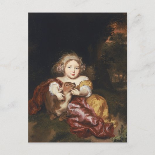 Girl Caressing a Fawn Postkarte (Vorderseite)