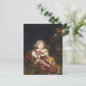 Girl Caressing a Fawn Postkarte (Stehend Vorderseite)