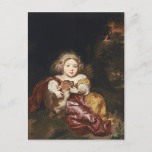Girl Caressing a Fawn Postkarte