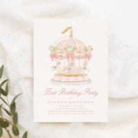 Girl Carousel Fairytale Bows Pink Geburtstagsparty