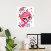 Girl-Cartoon Poster (Heimbüro)