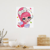 Girl-Cartoon Poster (Küche)