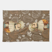 Girl Carving Apple Halloween Geschirrtuch (Horizontal)